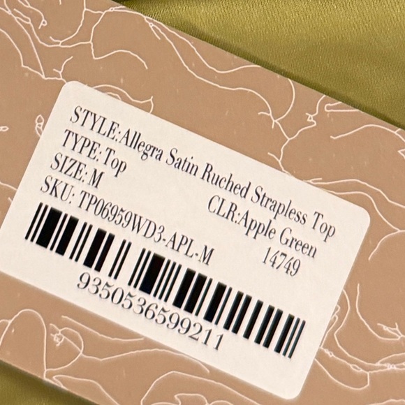 Meshki Allegra Satin Ruched Strapless Top (M, Green, NWT) - Picture 5 of 5